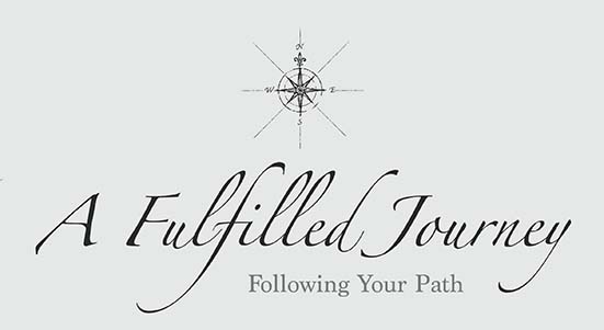 Logo for A Fulfilled Journey with gray background and compass